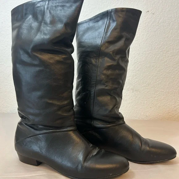 Womens‎ Black Knee High LeatherMan Made Heeled Boots Winter Size 7.5